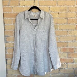 Eileen Fisher Organic Linen Striped Long Shirt